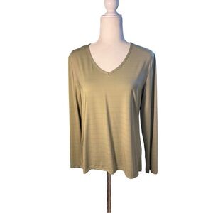 fbf Body long sleeve list green v-neck shirt - XL